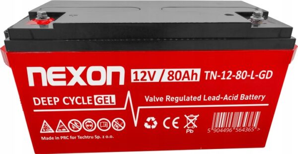 Akumulator żelowy Nexon Deep Cycle GEL 12V 80Ah niski