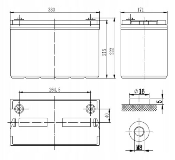Akumulator AGM SSB SBL 100-12i 12V 100Ah - obrazek 2