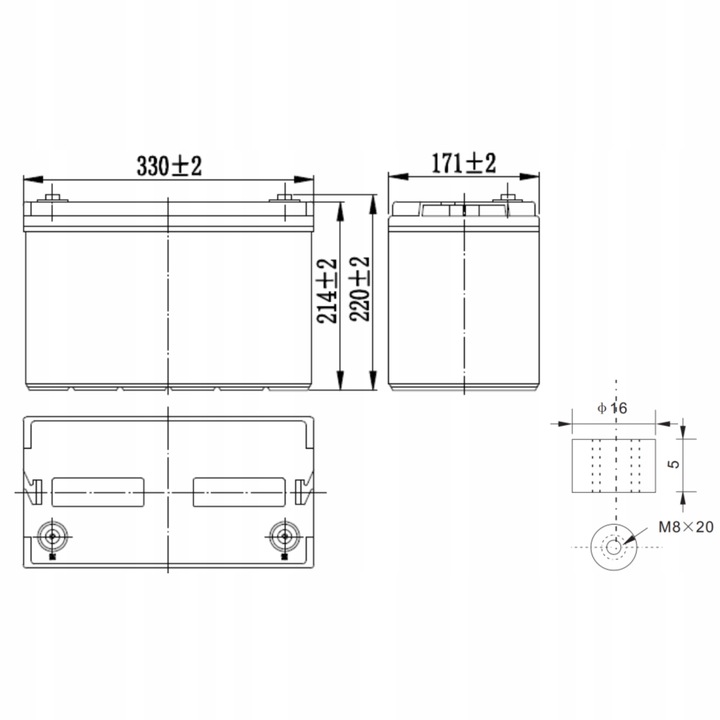 Akumulator MW Power MWS 100-12 12V 100Ah AGM - obrazek 2